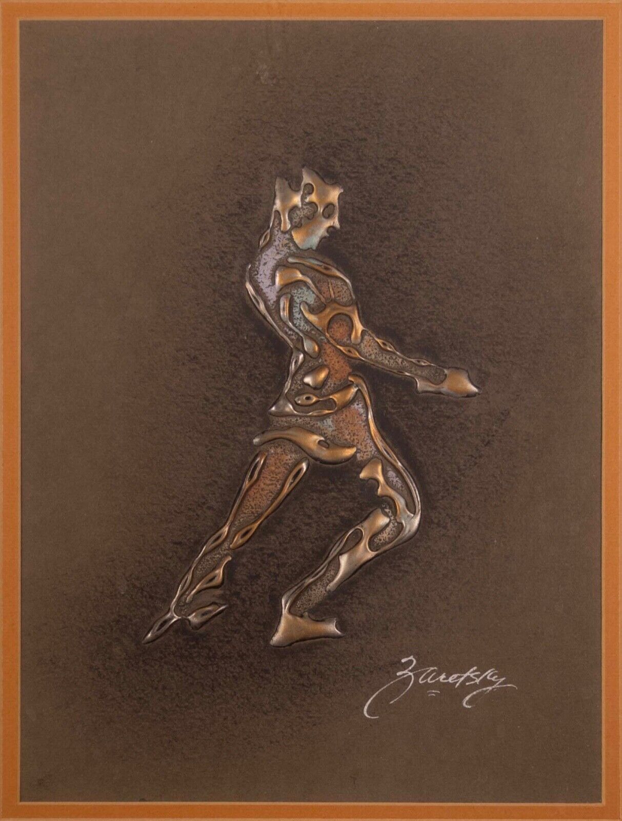 メゾチント　vintage Art Joel Zaretsky Signed Contemporary Modernist Figurative Mixed Media