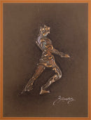 Joel Zaretsky Signed Contemporary Modernist Figurative Mixed Media Metallic Art