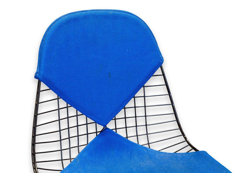1st Gen Eames for Herman Miller DKR-2 Wire Eiffel Bikini Chair Blue Fabric 1951