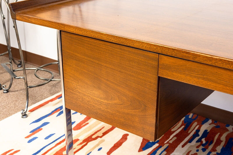 Rare Harvey Probber Mid Century Modern Walnut and Chrome Executive Writing Desk