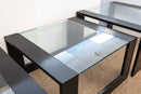 Set of 3 Contemporary Modern Black Wood and Glass Nesting Side End Tables