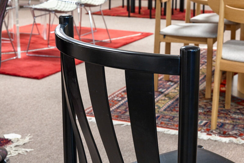 Set of 8 Collaudo for Stendig Black Lacquered Slat Dining Chairs Made in Italy