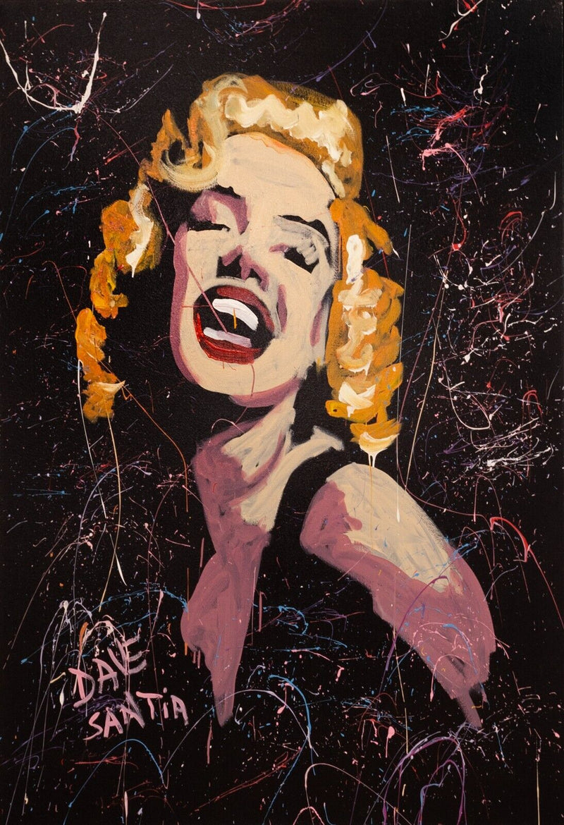 Dave Santia Marilyn Monroe Signed Live Speed Portrait Painting on Canvas 2013