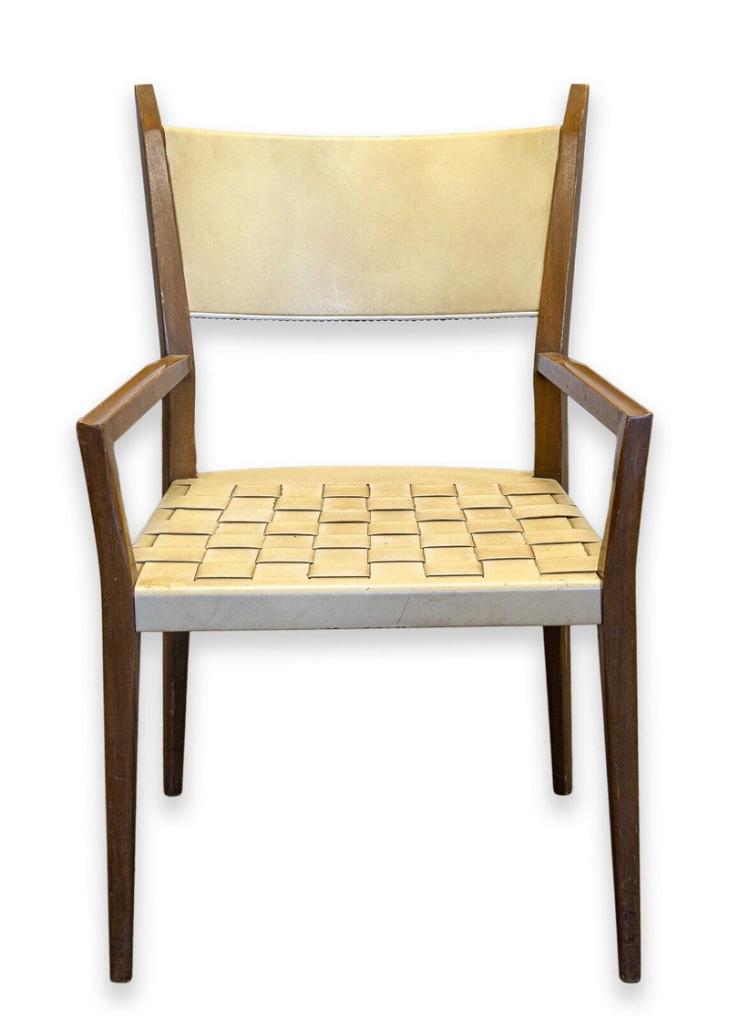 Paul McCobb Protype III Armchair for Calvin Furniture Co. Woven Leather & Wood