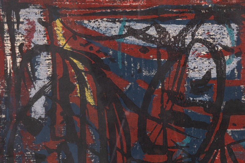 Adja Yunkers Ostia Antica I - Roma II Signed Abstract Woodcut in Colors on Paper