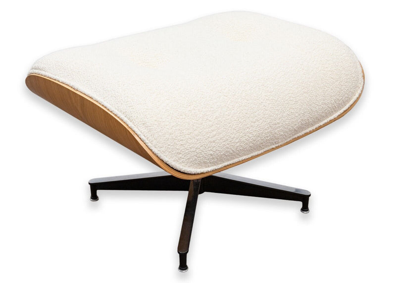 Eames For Herman Miller Lounge Chair and Ottoman in White Oak and Cream Boucle