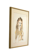 Richard Kozlow Figurative Portrait II Signed Modern Mixed Media Drawing on Paper