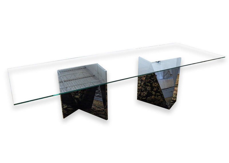 Rossetto Sapphire Abstract Black Lacquered Wood and Glass Italian Dining Table