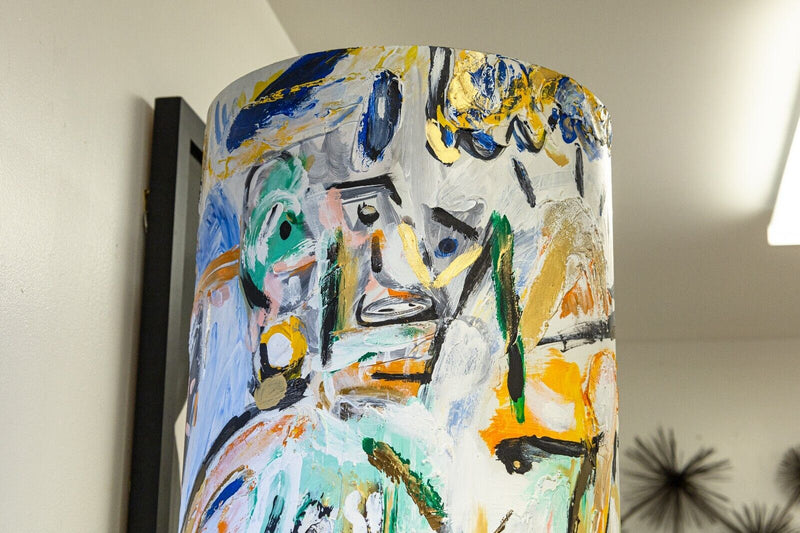 Stefan de Jaeger Abstract Expressionist Plaster & Oil Painting Pillar Sculpture