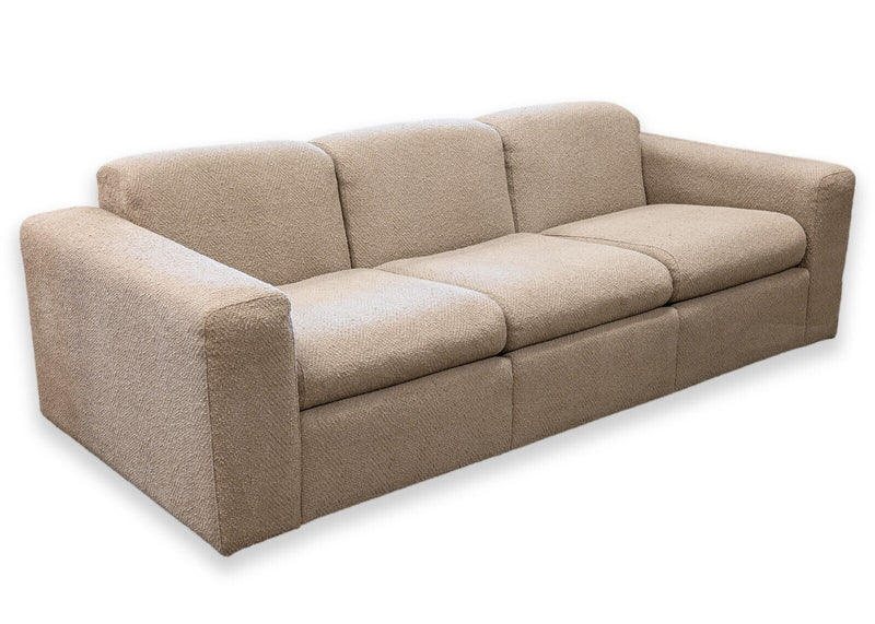 Contemporary Modern Tan Boucle Fabric Jack Cartwright Style Sofa Couch