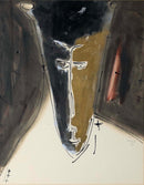 Norman Laliberte Modernist Mask Signed Mixed-Media Painting on Paper Framed 1951