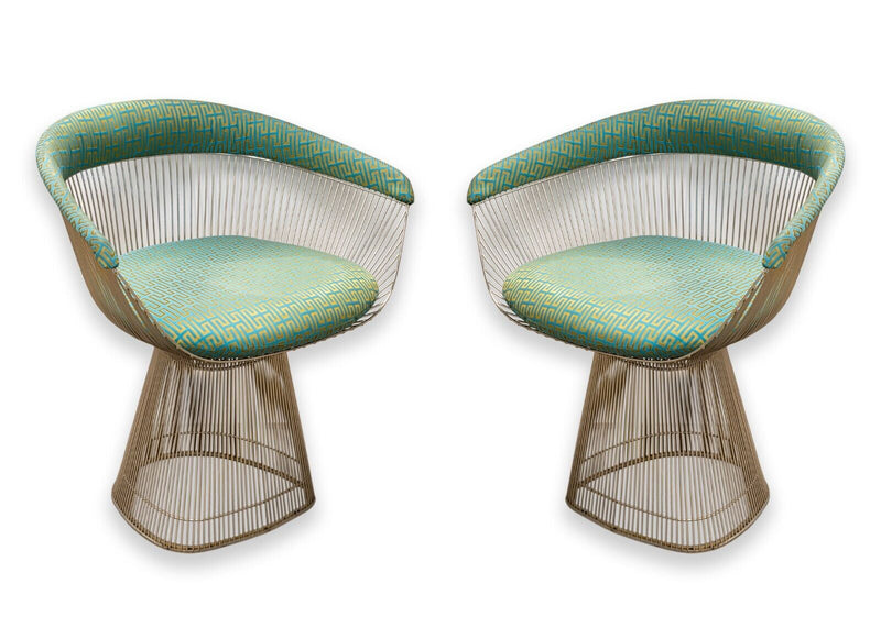 Pair of Warren Platner for Knoll Mid Century Modern Wire Lounge Arm Chairs