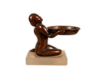 Art Deco Female Nude Bronze Sculpture Soap Dish or Trinket Tray on Lucite Base