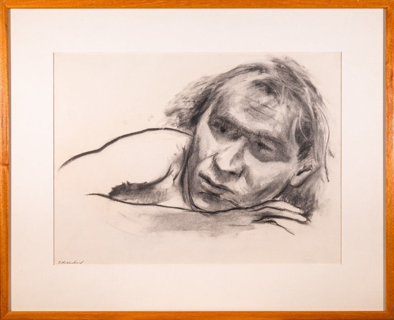 Betty Woodward-Bosley Signed Modern Figurative Graphite Drawing on Paper Framed