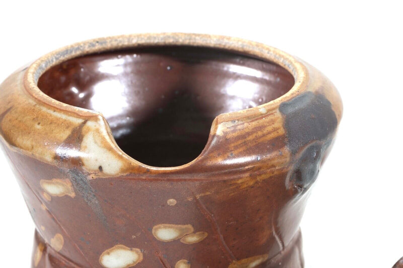 John Glick Ceramic Stoneware Sugar and Creamer Holder Stamped Plum Tree Pottery