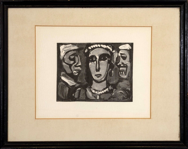 Georges Roualt Les Visages Modern Figurative Woodblock on Paper Framed 1968