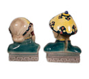 Goldscheider Pair of Japanese Hand Painted Porcelain Mid Century Modern Busts