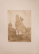 John Mills Condottiero Colleoni Signed Contemporary Etching on Paper 1/25 UF