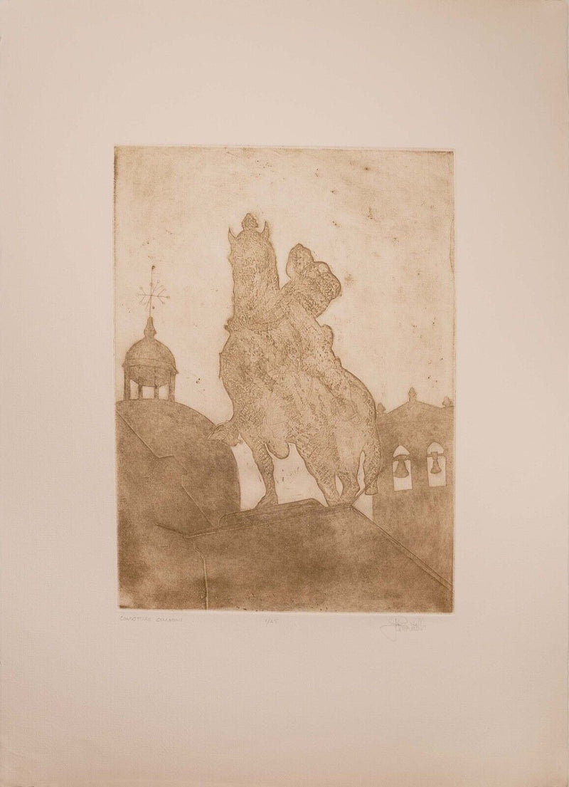 John Mills Condottiero Colleoni Signed Contemporary Etching on Paper 1/25 UF