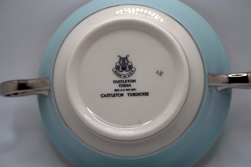 Castleton Turquoise and Platnium Rim Set of 114 Dishware Circa 1954-1972
