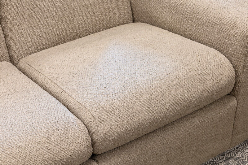 Contemporary Modern Tan Boucle Fabric Jack Cartwright Style Sofa Couch