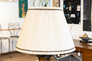 Pair of Large Bronze Mid Century Modern Table Lamps with White Pleated Shades