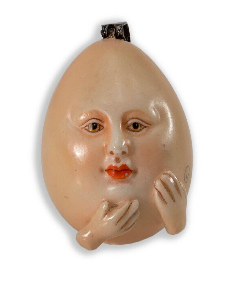 Sergio Bustamante Surreal Egg Pendant Signed Contemporary Hand Painted Plaster