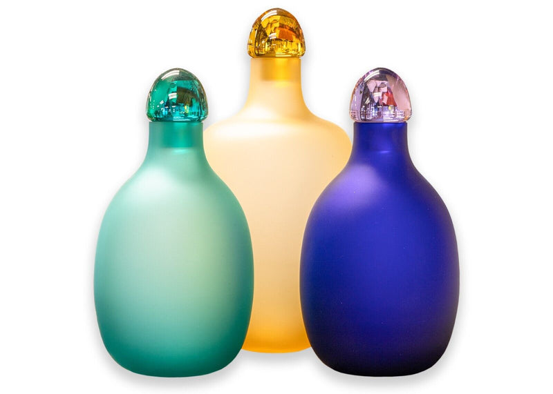 Paolo Venini Sommerso Inciso Set of 3 Postmodern Art Studio Glass Decanters