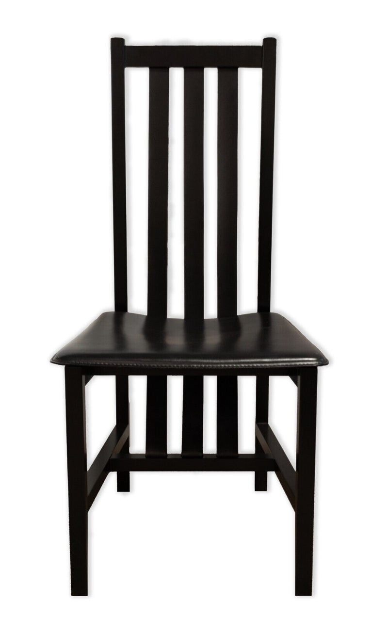 Set of 6 Black Wood and Leather Strap Contemporary Dining Chairs Made in Italy