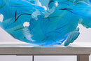 Janet Kelman Seafan Series Signed Contemporary Studio Glass Azure Blue Leaf Bowl