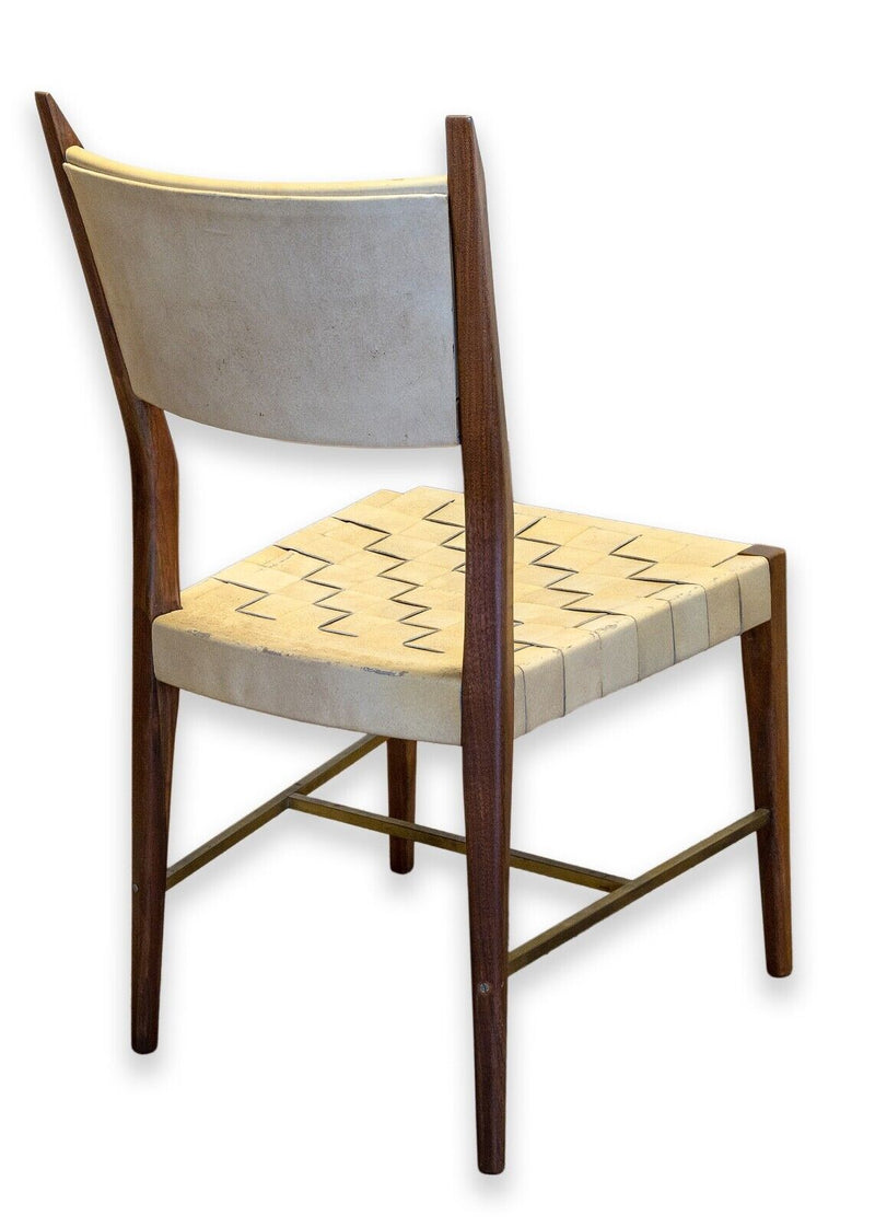 Paul McCobb Protype I Side Chair for Calvin Furniture Co. Woven Leather & Wood