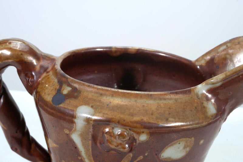 John Glick Ceramic Stoneware Sugar and Creamer Holder Stamped Plum Tree Pottery