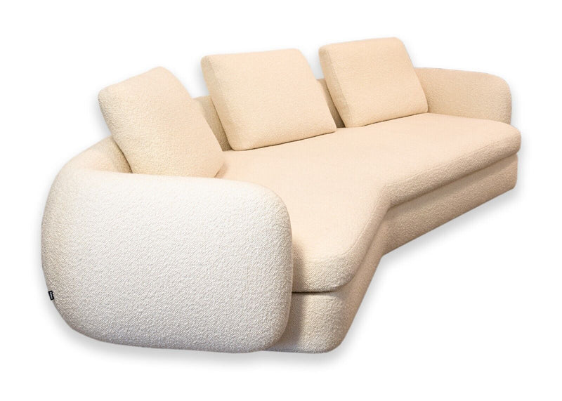 Poliform Jean-Marie Massaud  Germain Contemporary White Boucle Boomerang Sofa