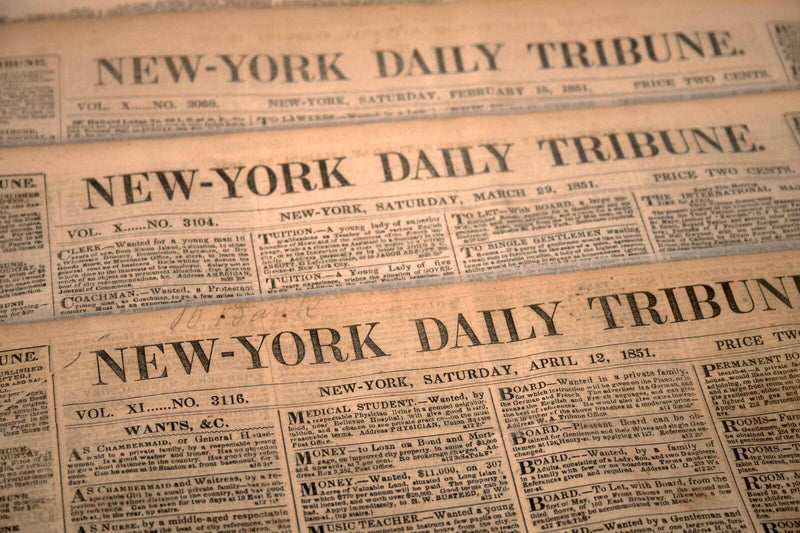 Antique Set of 3 New York Daily Tribune Historical Original Newspapers 1851