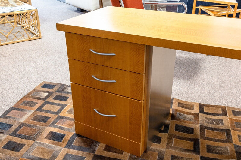 Contemporary Postmodern Wood and Metal Desk with Drawers