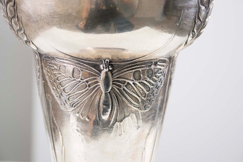 Art Nouveau Kayserzinn 4310 Antique Pewter Mug w/ Butterfly Design German 1900s