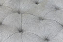 Large Custom Made Contemporary Modern Round Gray Tufted Ottoman on Wood Base
