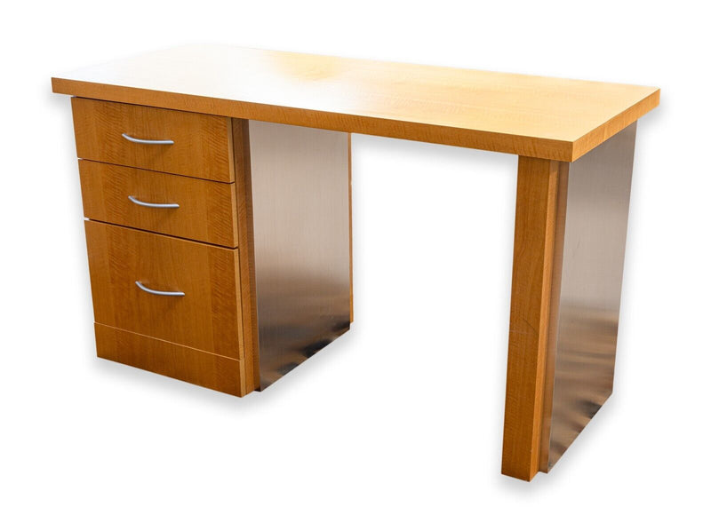 Contemporary Postmodern Wood and Metal Desk with Drawers