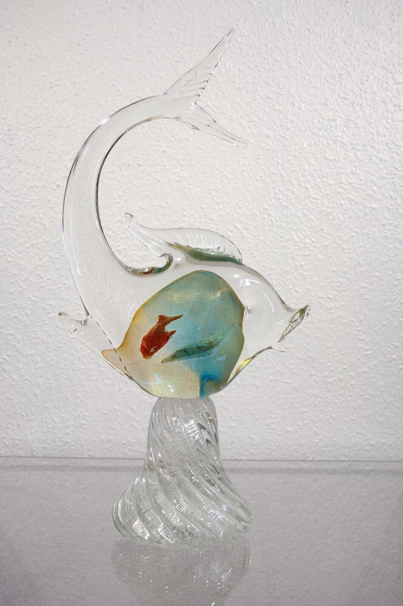 Murano Barbini Style Hand Blown Glass Fish Mid Century Modern Sculpture 1960s