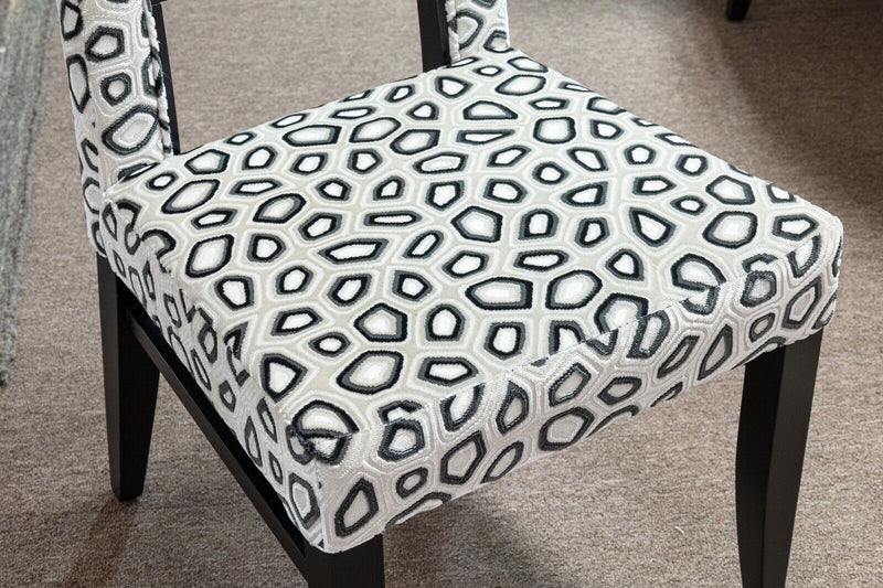 Set of 6 OFS Brand Kravet Fabric Black White Contemporary Modern Dining Chairs