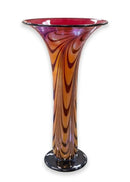 Rick Strini Signed Modern Contemporary Orange Red and Black Blown Glass Vase '92