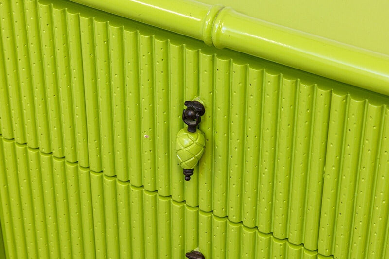 American of Martinsville Vintage MCM Lime Green Lacquer Dresser Credenza