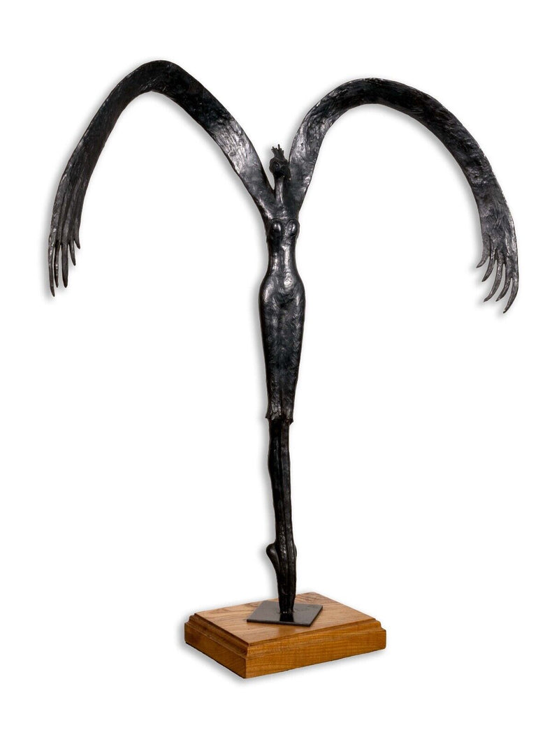 Karla Wyss Tye Bronze Sculpture of Black Swan Odile on Wood Base