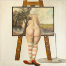 Thad Miller Nude at Easel Signed Modern Oil Painting Somerset Series 1978 Framed
