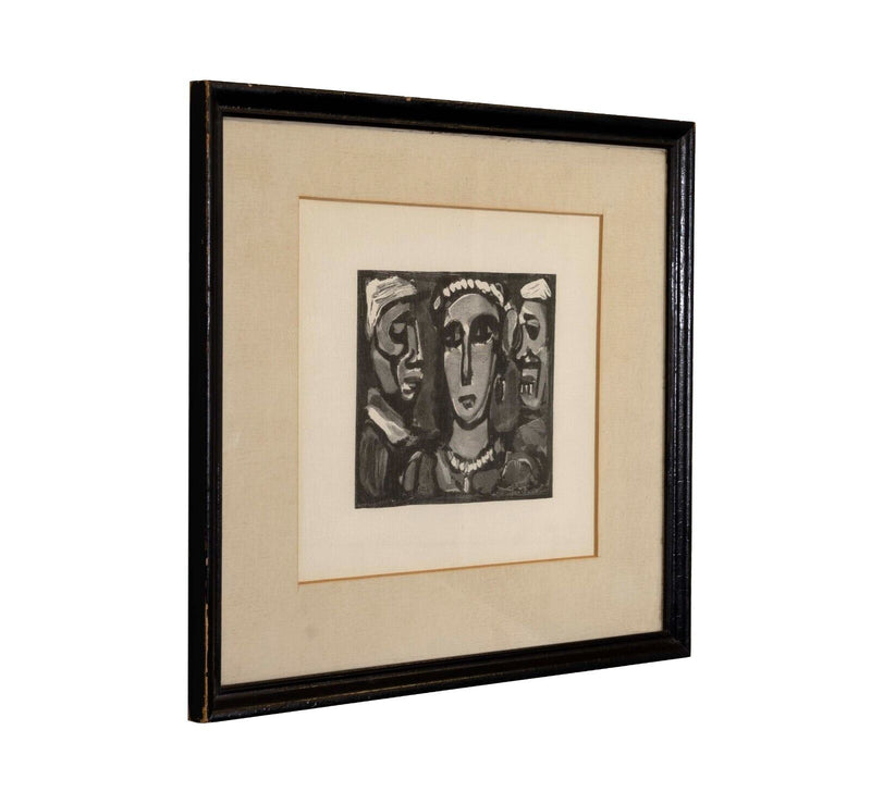 Georges Roualt Les Visages Modern Figurative Woodblock on Paper Framed 1968