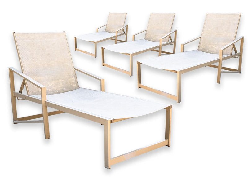 Set of 4 Pavilion Aventura Modern Outdoor Patio Beige Chaise Lounge Chairs