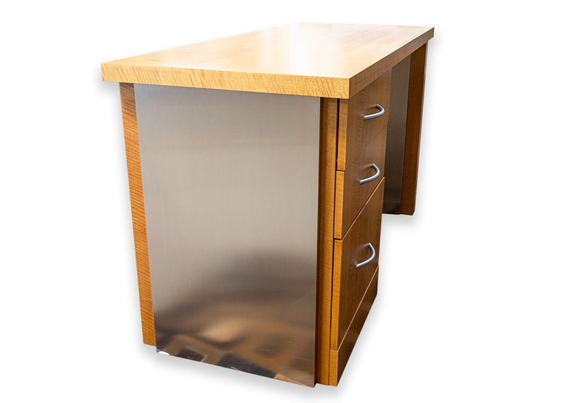 Contemporary Postmodern Wood and Metal Desk with Drawers