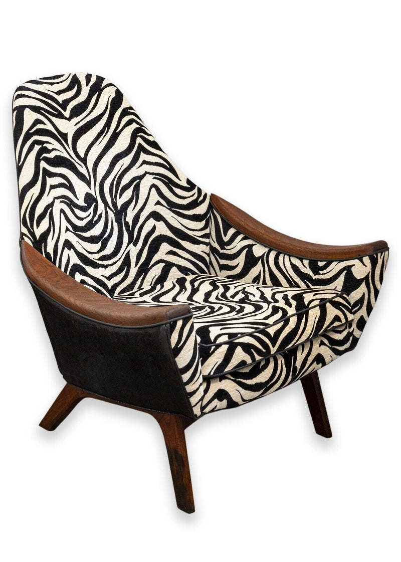 Pair of Adrian Pearsall Style Zebra Print Upholstery His and Hers Accent Chairs