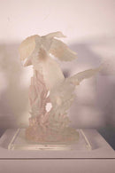 Modern Contemporary Carved Acrylic Geese in Flight Table Sculpture on Base