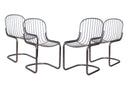 Set of Four Gastone Rinaldi Metal Dining Side Chairs 1970s Vintage Postmodern